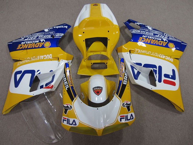 Amarillo Blanco Fila Carenado Moto Ducati 748 1993-2005