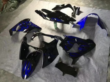 Brillante Negro Azul Llama Carenado Moto Kawasaki ZX9R 2000-2001