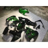 Brillante Negro Verde Llama Carenado Moto Kawasaki ZX9R 2000-2001