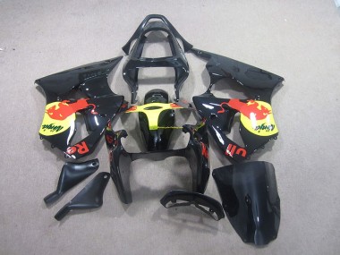 Negro Amarillo Red Bull Ninja Carenado Moto Kawasaki ZX6R 2000-2002