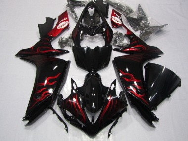 Negro Rojo Llama Carenado Moto Yamaha R1 2007-2008