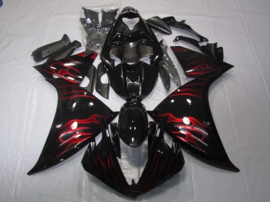 Negro Rojo Llama Carenado Moto Yamaha R1 2009-2011