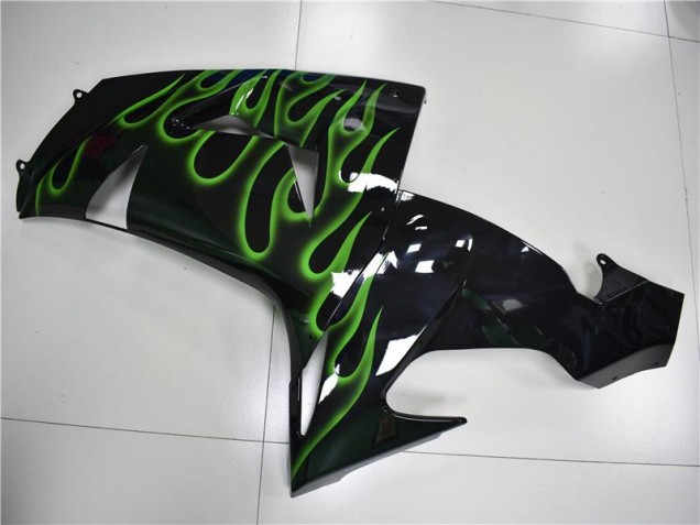 Negro Verde Llama Carenado Moto Kawasaki ZX10R 2006-2007